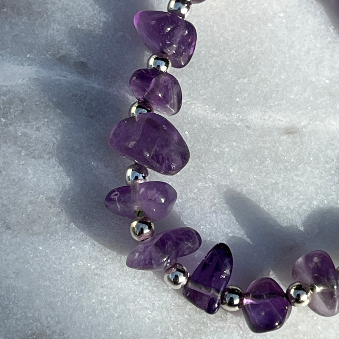 Amethyst Armband mit Silber-Buchstaben