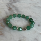 Armband aus Aventurin, personalisiert, Buchstabenperlen, 925 Silber