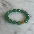 Armband aus Aventurin, personalisiert, Buchstabenperlen, goldfarbener Edelstahl