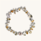 Armband aus Citrin, personalisiert, Buchstabenperlen, 925 Silber