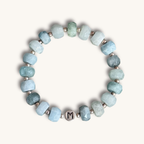 Aqaumarin Armband, personalisiert, Buchstabenperlen, Silber