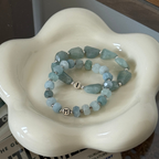 Aqaumarin Armband, personalisiert, Buchstabenperlen, Silber