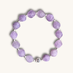 Armband aus Lila Chalcedon und Buchstabenperle in Silber