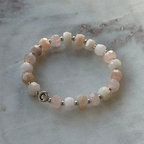 Morganit Armband, personalisiert, 925 Silber, Buchstabenperlen