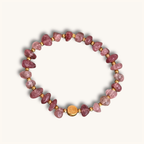 Erdbeerquarz Armband, personalisiert mit Buchstabenperlen in 925 Silber