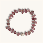 Erdbeerquarz Armband, personalisiert mit Buchstabenperlen aus 925 Silber