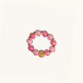 Jade Ring in Pink, personalisiert, Buchstabenperle, goldfarbener Edelstahl
