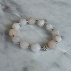 Armband aus Pfirsisch Aventurin, personalisiert, Buchstabenperlen, 925 Silber