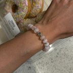 Morganit Armband, personalisiert, 925 Silber, Buchstabenperlen