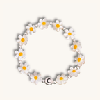 Armband mit Gänseblümchen-Perlen aus Perlmutt, personalisiert, Buchstabenperlen, 925 Silber
