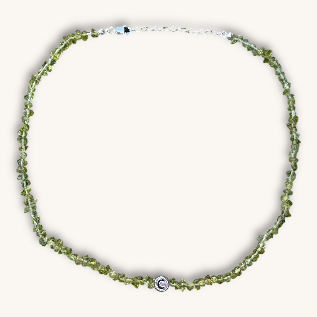 halskette mit peridot edelsteinen