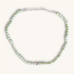 Perlenkette mit Süßwasserperlen in Grün, personalisiert, Buchstabenperlen, 925 Silber