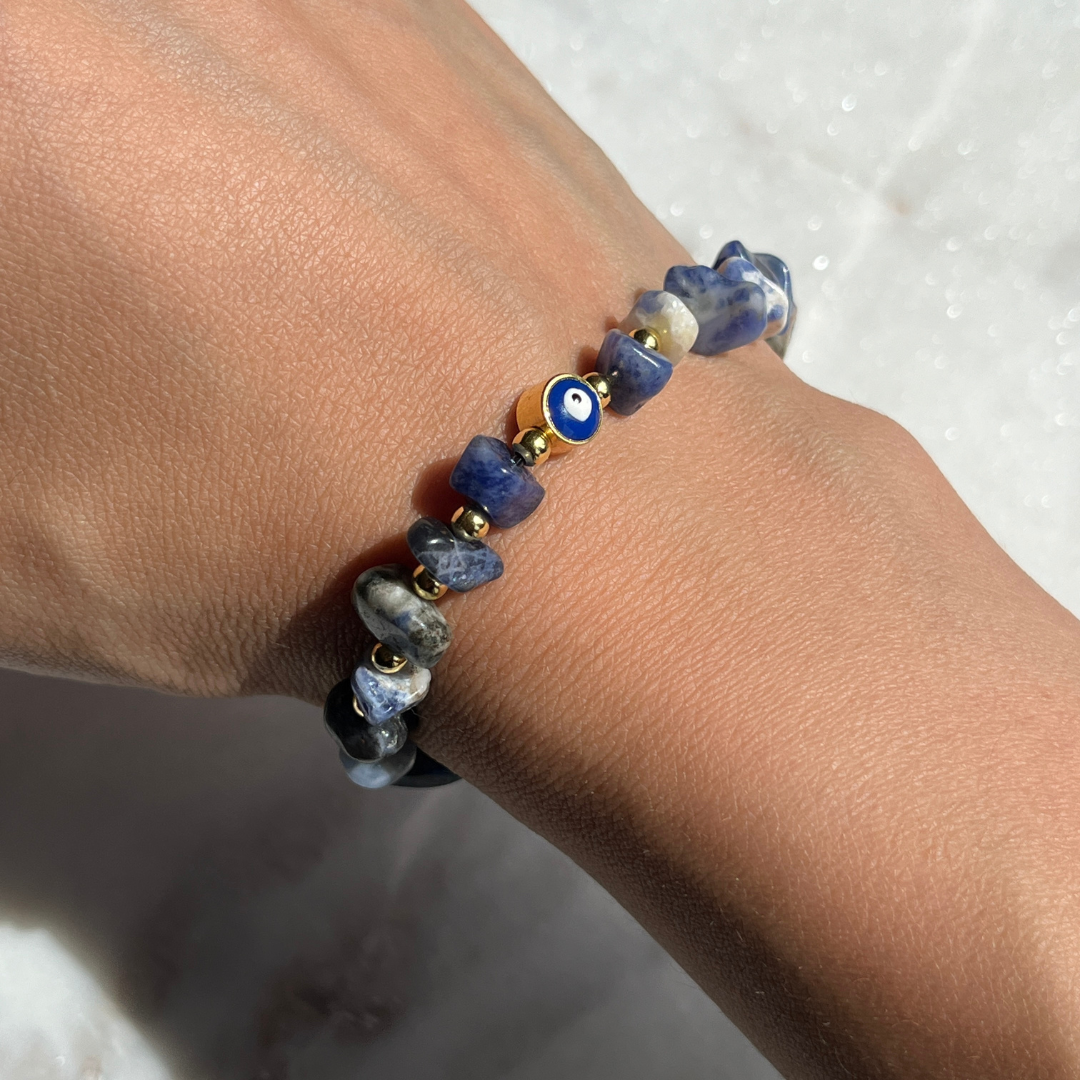 Sodalite bracelet with protective eye 